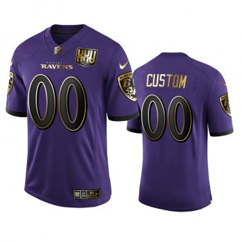 Baltimore Ravens Custom Men's Nike Purple Team 25th Season Golden Limited NFL Jersey
