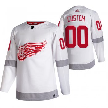 Detroit Red Wings Custom White Men's Adidas 2020-21 Reverse Retro Alternate NHL Jersey