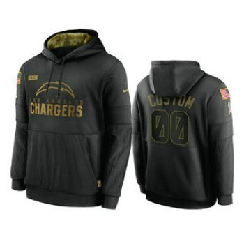 Men's Los Angeles Chargers Custom Black 2020 Salute To Service Sideline Performance Pullover Hoodie