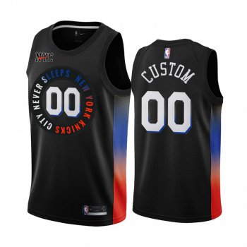 Men's Nike Knicks Custom Personalized Black NBA Swingman 2020-21 City Edition Jersey