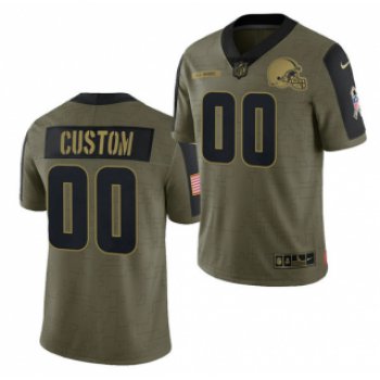 Men's Olive Cleveland Browns ACTIVE PLAYER Custom 2021 Salute To Service Limited Stitched Jersey