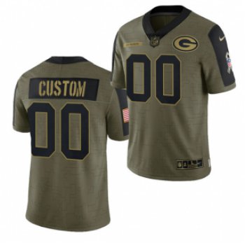 Men's Olive Green Bay Packers ACTIVE PLAYER Custom 2021 Salute To Service Limited Stitched Jersey