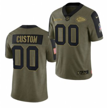 Men's Olive Kansas City Chiefs ACTIVE PLAYER Custom 2021 Salute To Service Limited Stitched Jersey