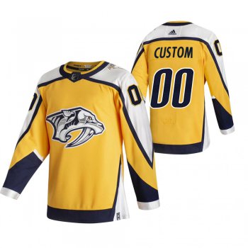 Nashville Predators Custom Yellow Men's Adidas 2020-21 Reverse Retro Alternate NHL Jersey