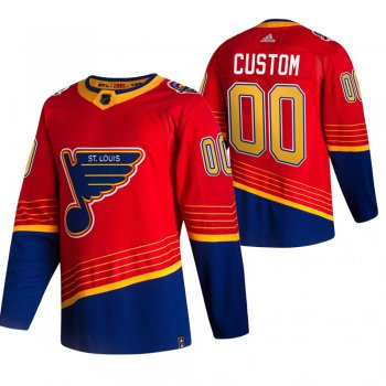 St. Louis Blues Custom Red Men's Adidas 2020-21 Reverse Retro Alternate NHL Jersey