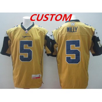 Custom CFL Winnipeg Blue Bombers Yellow Jersey