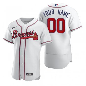 Men's Atlanta Braves Custom Nike White 2020 Stitched MLB Flex Base Jersey