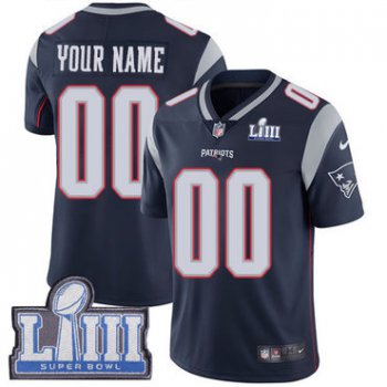 Youth Customized New England Patriots Vapor Untouchable Super Bowl LIII Bound Limited Navy Blue Nike NFL Home Jersey