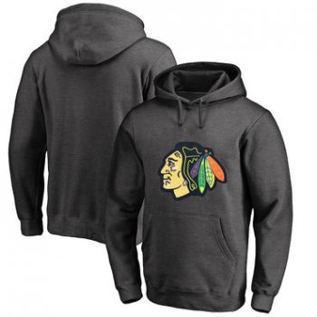 Chicago Blackhawks Dark Gray Men's Customized All Stitched Pullover Hoodie