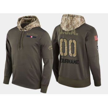 Nike Blue Jackets Men's Customized Olive Salute To Service Pullover Hoodie