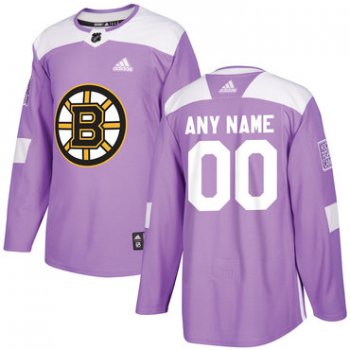 Men's Boston Bruins Purple Pink Custom Adidas Hockey Fights Cancer Practice Jersey