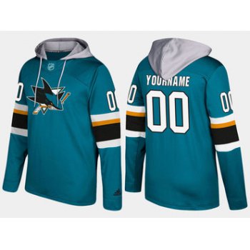 Adidas Sharks Men's Customized Name And Number Teal Hoodie