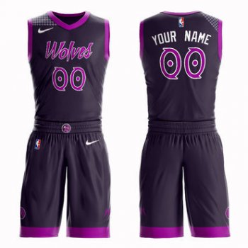 Timberwolves Purple 2018-19 City Edition Men's Customized Nike Swingman Jersey(With Shorts)