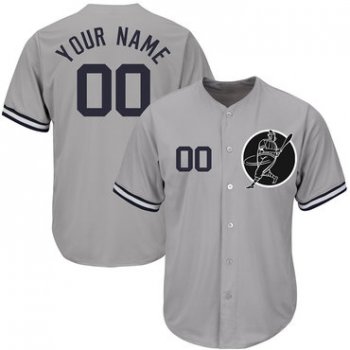 Yankees Gray Men's Customized Cool Base New Design Jersey