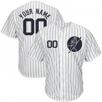 Yankees White Men's Customized Cool Base New Design Jersey