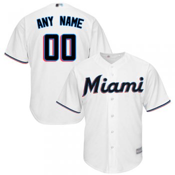 Youth Customized Replica Jersey White Baseball Home Miami Marlins Cool Base