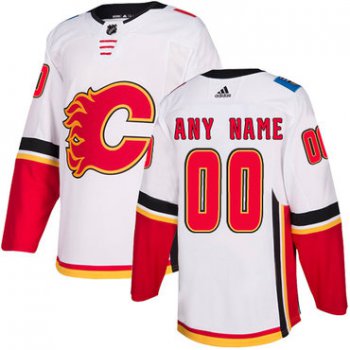 Custom Men's Adidas Calgary Flames White Home 2017-2018 Hockey Stitched NHL Jersey