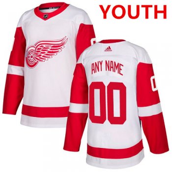 Youth Adidas Detroit Red Wings NHL Authentic White Customized Jersey