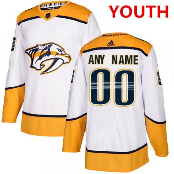 Youth Adidas Nashville Predators NHL Authentic White Customized Jersey