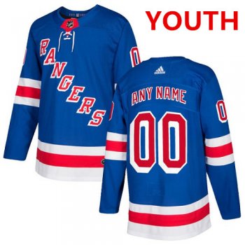 Youth Adidas New York Rangers Customized Authentic Royal Blue Home NHL Jersey