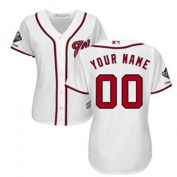 Washington Nationals Majestic Women's 2019 World Series Champions Home Official Cool Base Custom White Jersey