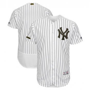Men's New York Yankees Majestic White 2018 Memorial Day Authentic Collection Flex Base Team Custom Jersey