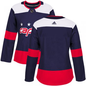 Women's Adidas Washington Capitals Blank Navy Authentic 2018 Stadium Series Stitched NHL Custom Jersey