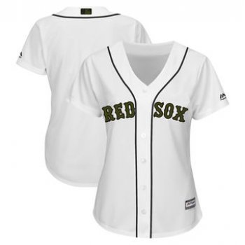 Women's Boston Red Sox Majestic White 2018 Memorial Day Cool Base Team Custom Jersey