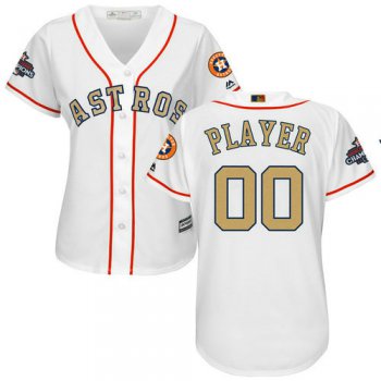 Women's Houston Astros Customized White 2018 Gold Program Cool Base Stitched Baseball jersey