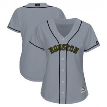 Women's Houston Astros Majestic Gray 2018 Memorial Day Cool Base Team Custom Jersey