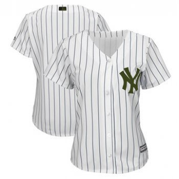 Women's New York Yankees Majestic White 2018 Memorial Day Cool Base Team Custom Jersey
