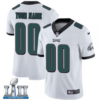 Custom Men's Nike Eagles White Super Bowl LII Stitched NFL Vapor Untouchable Limited Jersey