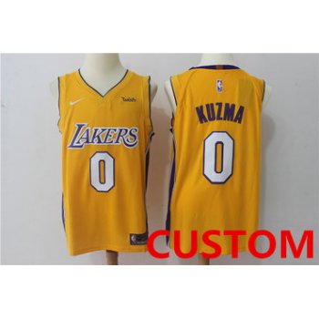 Custom Men's Los Angeles Lakers New Yellow 2017-2018 Nike Swingman Wish Stitched NBA Jersey
