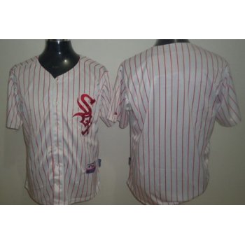 Custom Chicago White Sox Blank White With Red Pinstripe Jersey