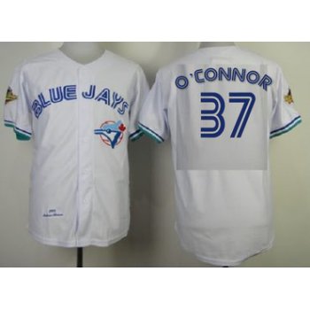 Men's Toronto Blue Jays #37 O'Connor Royal White 1993 Throwback Cooperstown Collection Stitched MLB Mitchell & Ness Jersey