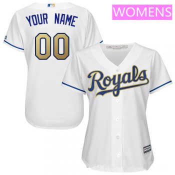 Women's Kansas City Royals White With Gold Home Majestic 2017 Cool Base Custom Baseball Jersey
