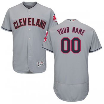 Mens Cleveland Indians Grey Customized Flexbase Majestic MLB Collection Jersey