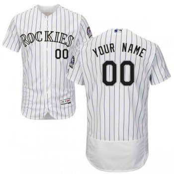 Mens Colorado Rockies White Customized Flexbase Majestic MLB Collection Jersey