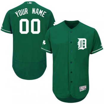 Mens Detroit Tigers Green Celtic Customized Flexbase Majestic MLB Collection Jersey