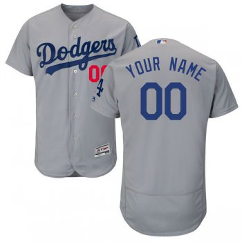 Mens Los Angeles Dodgers Grey Rod Customized Flexbase Majestic MLB Collection Jersey