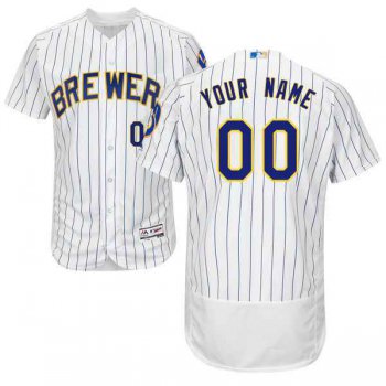 Mens Milwaukee Brewers White Customized Flexbase Majestic MLB Collection Jersey