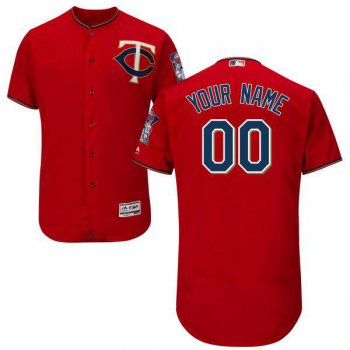 Mens Minnesota Twins Scarlet Red Customized Flexbase Majestic MLB Collection Jersey