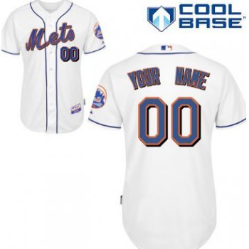 Men's New York Mets Customized White Jersey