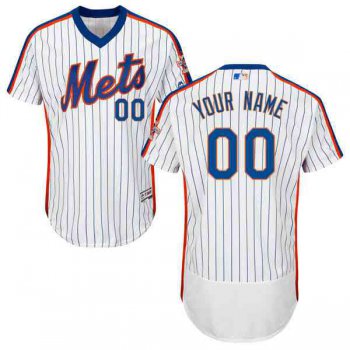 Mens New York Mets White With Royal Customized Flexbase Majestic MLB Collection Jersey