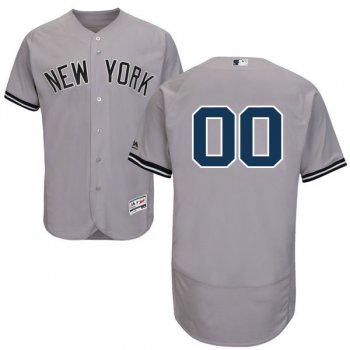 Mens New York Yankees Grey Customized Flexbase Majestic MLB Collection Jersey