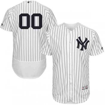 Mens New York Yankees White With Navy Customized Flexbase Majestic MLB Collection Jersey