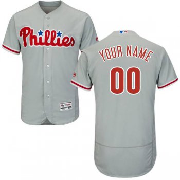 Mens Philadelphia Phillies Grey Customized Flexbase Majestic MLB Collection Jersey