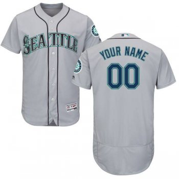 Mens Seattle Mariners Grey Customized Flexbase Majestic MLB Collection Jersey