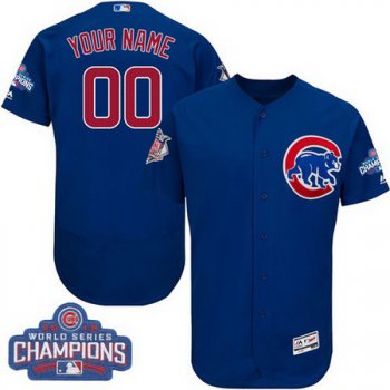 Men's Chicago Cubs Custom Royal Blue Majestic Flex Base 2016 World Series Champions Authentic Collection MLB Jersey
