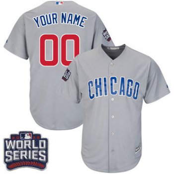 Men's Majestic Chicago Cubs Customized Authentic Grey Road 2016 World Series Bound Cool Base MLB Jersey